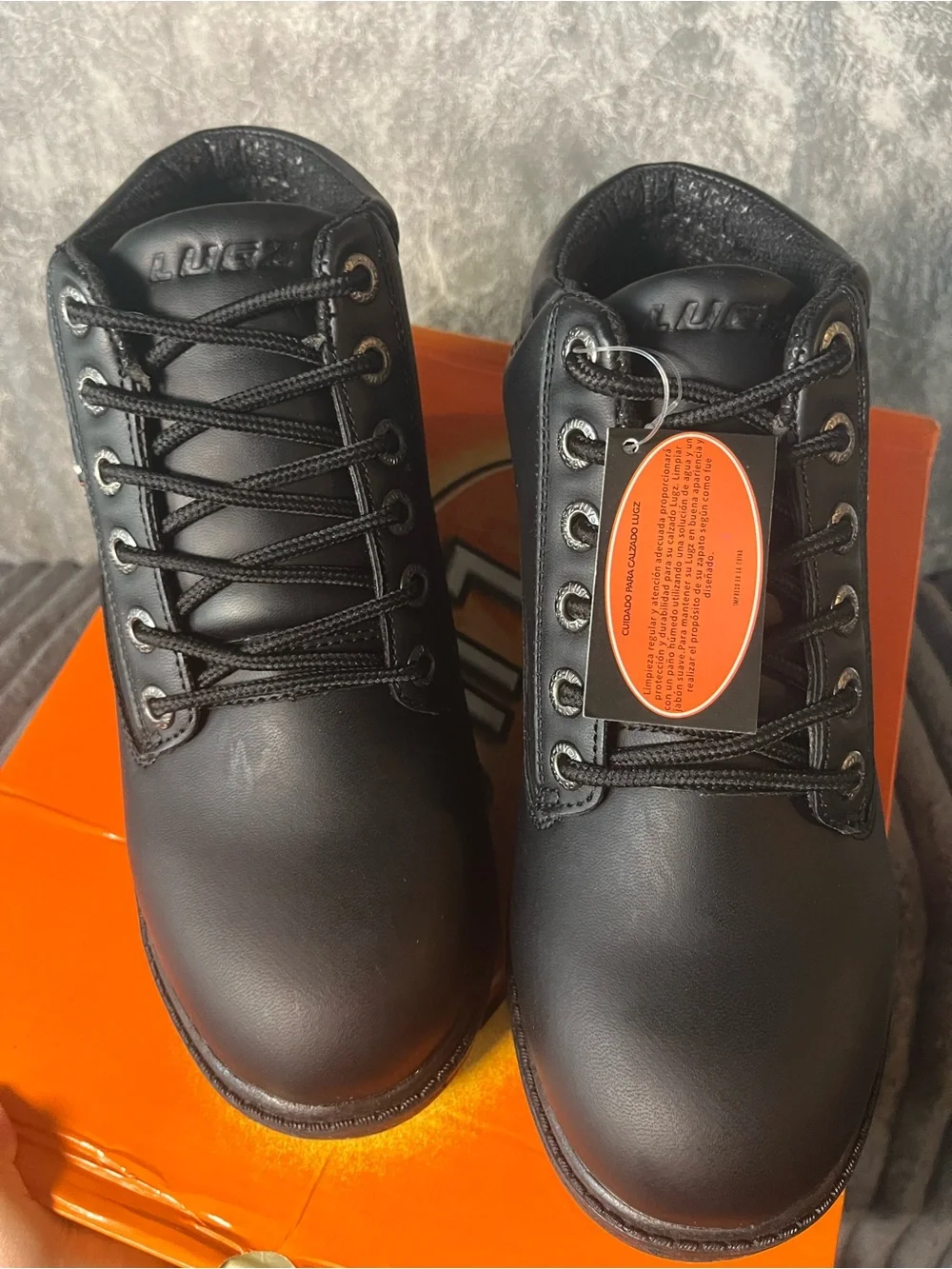 Lugz Black Mid-Top Work Boots Black on Black